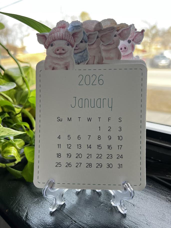 Small Desk Calendar with Wooden Stand