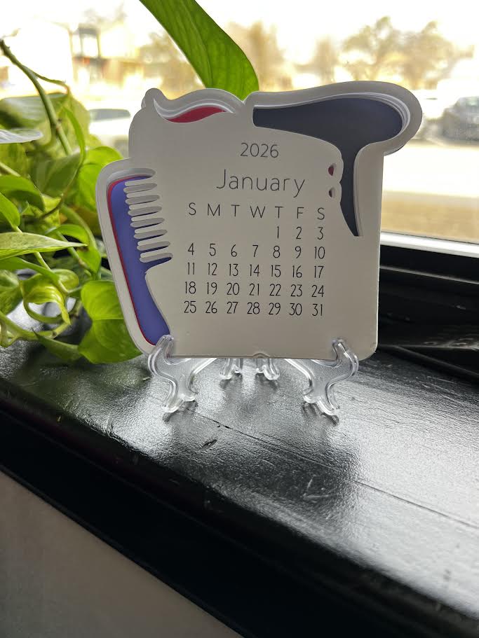 Small Desk Calendar with Wooden Stand